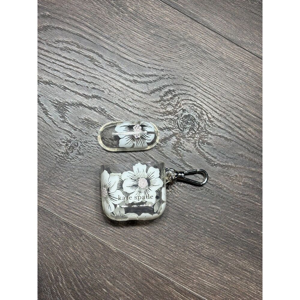 Kate Spade AirPods Pro 1st 2nd Gen Case Clear Floral Rhinestone Keychain